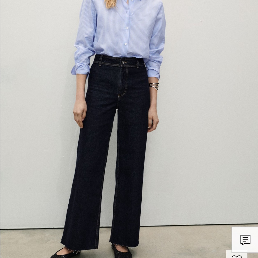 Women's Dark Blue Wide-Leg Jeans - CATHERIN CULOTTE HIGH-RISE JEANS